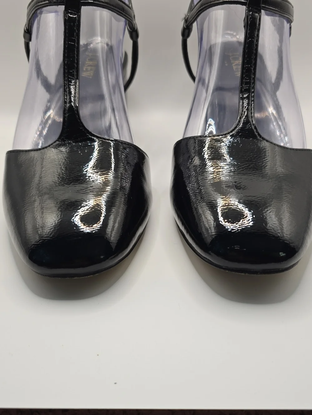 J. Crew Black Patent T-Strap Block Heels